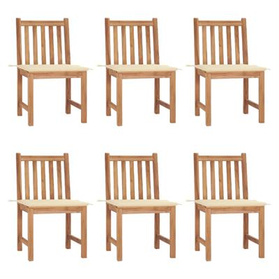 Tuinstoelen 6 st met kussens massief teakhout