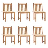 Tuinstoelen 6 st met kussens massief teakhout