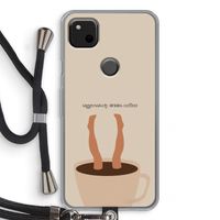 Aggressively drinks coffee: Pixel 4a Transparant Hoesje met koord