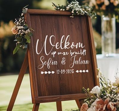 Op maat gemaakte houten plank sticker bruiloft