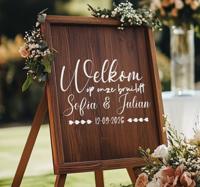Op maat gemaakte houten plank sticker bruiloft