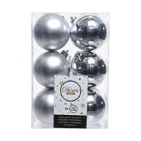 Kerstballen Decoris Zilverkleurig Zilver Plastic 12 Stuks