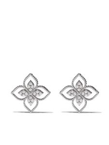 Roberto Coin boucles d'oreilles Princess Flower en or blanc 18ct et diamants - Argent