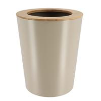 Tendance Badkamer prullenbak/afvalbak 103 series - taupe - 5 liter - 20 x 25 cm - metaal/bamboe hout