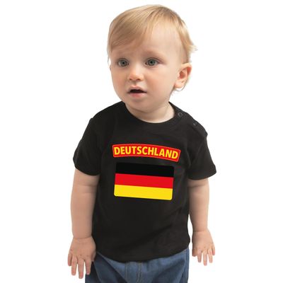 Deutschland t-shirt met vlag Duitsland zwart voor babys Deutschland t-shirt met vlag Duitsland zwart voor babys