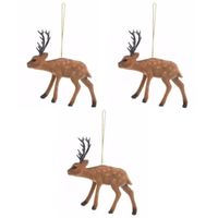 3x Kerstdecoratie rendier hangers 13 cm - Kersthangers