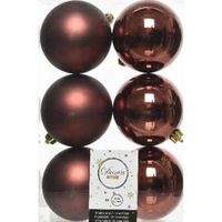6x Kunststof kerstballen glanzend/mat mahonie bruin 8 cm kerstboom versiering/decoratie - Kerstbal
