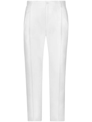 Dolce & Gabbana pantalon en lin à plis marqués - Blanc
