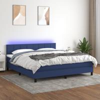 Boxspring met matras en LED stof blauw 160x200 cm