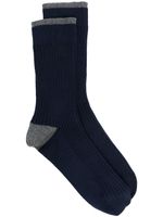 Brunello Cucinelli chaussettes en maille nervurée - Bleu