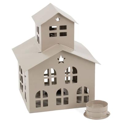 Metalen huisje waxinehouder sand