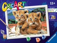 Ravensburger creart schilderen op nummer - kleine leeuwenwelpjes