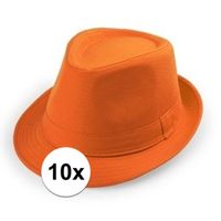 10x Oranje hoedje trilby model voor volwassenen   -