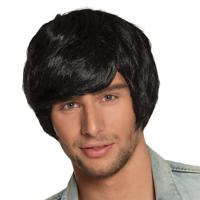 Boland Verkleedpruik Bad Boy heren - zwart - Boyband/seventies/eighties - kort golvend haar   -