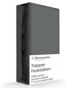 Topper Hoeslaken Katoen Romanette Kiezel-180 x 200 cm