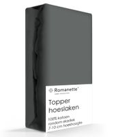 Topper Hoeslaken Katoen Romanette Kiezel-200 x 220 cm