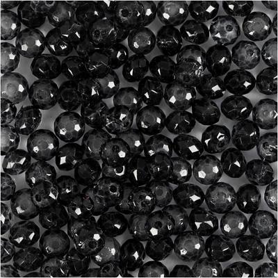 Creativ Company Facet kralen, d 4 mm, gatgrootte 1 mm, grijs, 45 stuk/ 1 doos
