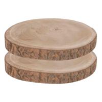 Boomschijf - 2x - 30 x 3 cm - paulownia hout - rond - kaarsenbord - serveerplank