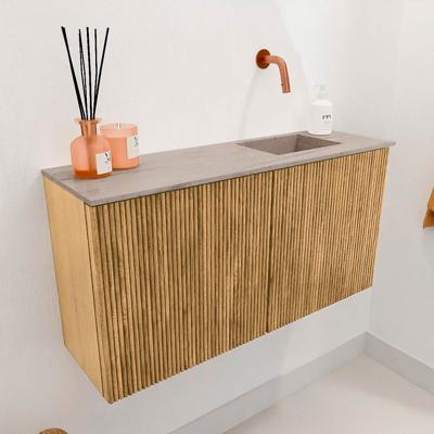 Toiletmeubel Mondiaz Joya Dlux | 80 cm | Meubelkleur Oak | Faye wastafel Saba Wasbak Rechts | Zonder kraangat(en)