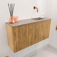 Toiletmeubel Mondiaz Joya Dlux | 80 cm | Meubelkleur Oak | Faye wastafel Saba Wasbak Rechts | Zonder kraangat(en)