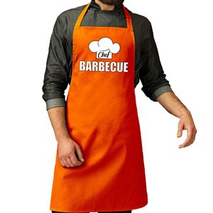 Schort chef barbecue oranje voor heren - Koningsdag/ Nederland/ EK/ WK   -