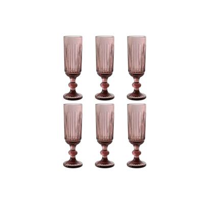 Set van bekers Home ESPRIT Roze Kristal 6 x 6 x 18,4 cm (6 Stuks)