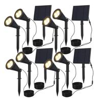 4 Sets van 2 Bend solar prikspots met los zonnepaneel - Incl. schemerschakelaar - 3000K warm wit - 2 lichtstanden - 200lm - 6-9 uur brandtijd - IP65 waterdicht