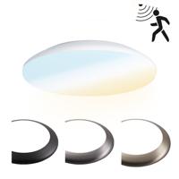 LED Bulkhead - Bewegingssensor - Ø25 cm - 12 watt - 1300 Lumen - 3 Lichtkleuren - CCT Switch - IP65 Waterdicht - IK10 - Wit - Plafondlamp