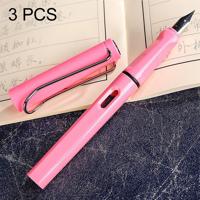 3 PC's School Office Extra fijn Titanium legering Nib transparante zuiger fontein Pen(Pink) willekeurige levering (0.5mm/0.38mm Nib)