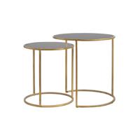 Light&living Bijzettafel S/2 Ø40x45+Ø50x52 cm DUARTE glas smoke-goud