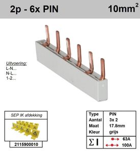 SEP Verdeelkam 2f pin 6 mod 18mm grijs P02006G00