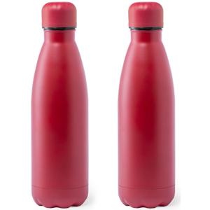 RVS waterfles/drinkfles rood met schroefdop - 2x - 790 ml - Sportfles - Bidon - extra groot