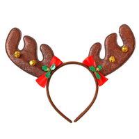 Kerst diadeem/haarband - rendier gewei met strikjes - donkerbruin - Verkleedattributen - thumbnail