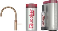 Quooker Fusion Round messing patina met COMBI boiler en CUBE reservoir 5-in-1 kokend water kraan