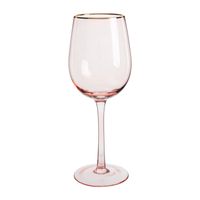 Wijnglas gouden rand - roze - 380 ml - thumbnail