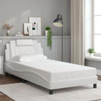 Bedframe met hoofdbord kunstleer wit 100x200 cm