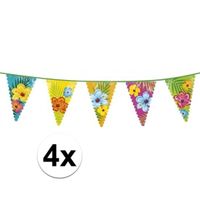 4x Hawaii themafeest vlaggenlijnen 6 m