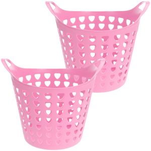 Flexibele wasmand - 2x - roze - 26 liter - kunststof - 40 x 42 cm