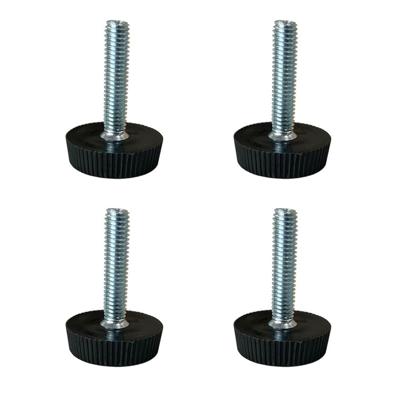 Stelvoet zwart rond Ø 2,5 cm en hoogte 0,7 cm van massief kunststof (M6) - 4 stuks