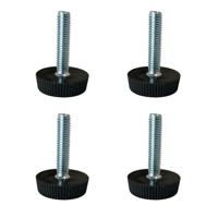 Stelvoet zwart rond Ø 2,5 cm en hoogte 0,7 cm van massief kunststof (M6) - 4 stuks