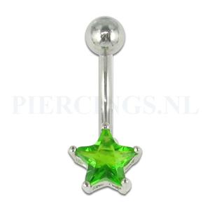 Navelpiercing ster groen