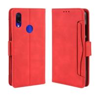 Portemonnee stijl huid voelen kalf patroon lederen draagtas voor Xiaomi Redmi opmerking 7/opmerking 7 Pro/Opmerking 7S met aparte kaartsleuf (rood)