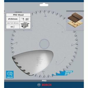 Bosch Professional Cirkelzaagblad voor Hout | PRO Wood | Ø 254mm Asgat 30mm 60T - 2608640444