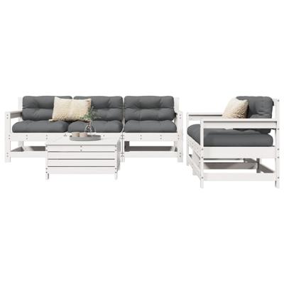 6-delige Loungeset massief grenenhout wit