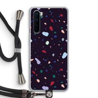 Dark Rounded Terrazzo: OnePlus Nord Transparant Hoesje met koord