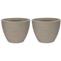 Plantenpot/bloempot Dunes - 2x - Tuin - stevig kunststof - zand/beige - D50 x H38 cm