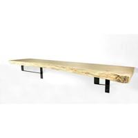 Woodbrothers Eiken wandplank massief boomstam 100x40cm + dragers