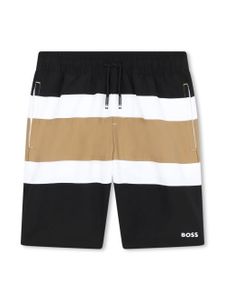 BOSS Kidswear short de bain à design colour block - Noir