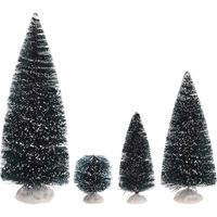 Kerstdorp onderdelen 9x decoratie dennenbomen/kerstbomen besneeuwd - thumbnail
