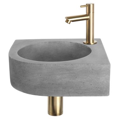 Differnz Differnz Cleo fonteinset beton donkergrijs - kraan recht mat goud